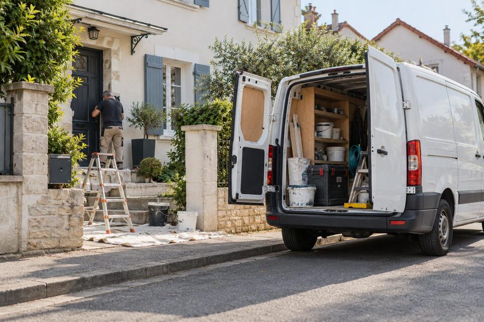 Véhicule d'artisan équipé